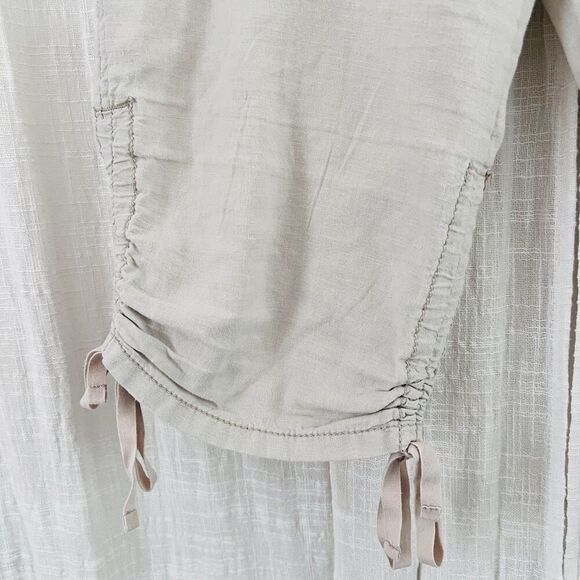 Bandolino Colette Cream Color Linen Blend Side Tie Lightweight Capri Pants - 10 - Picture 4 of 9